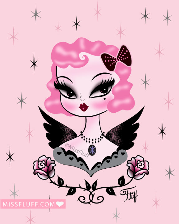 Pink Hair Dolly Angel • Art Print