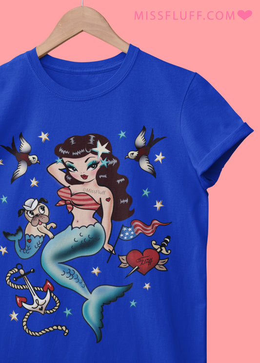 Patriotic Pinup Mermaid • Women's T-Shirt