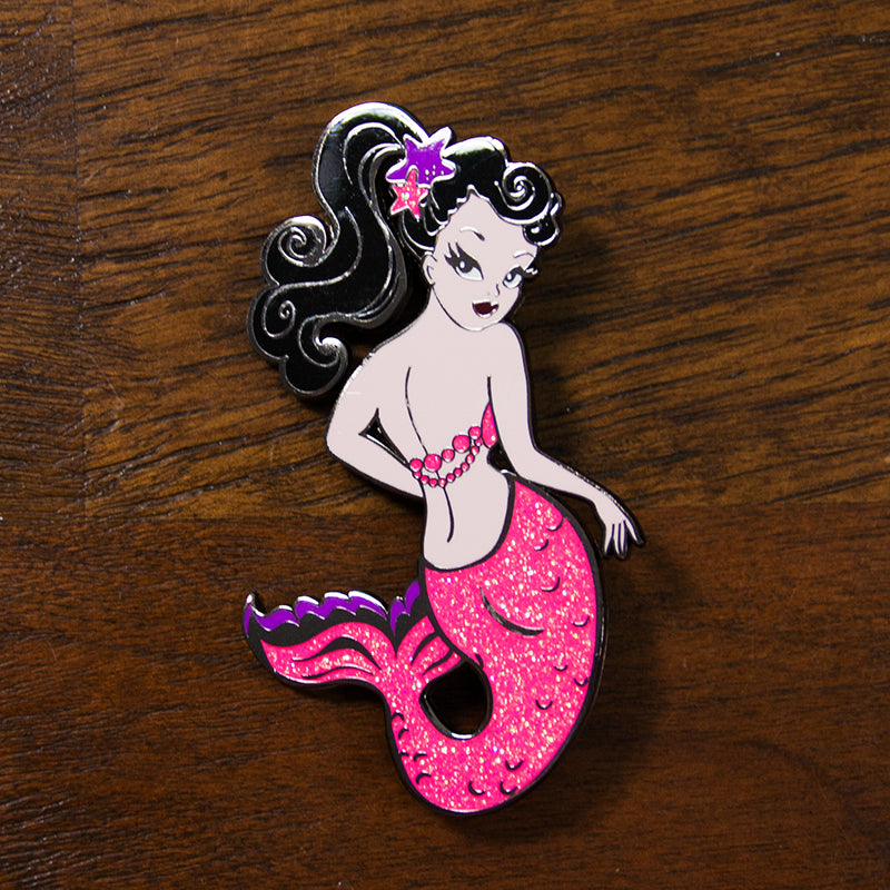 Pearla Mermaid Enamel Pin - Raven Hair