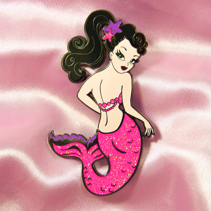 Pearla Mermaid Enamel Pin - Raven Hair