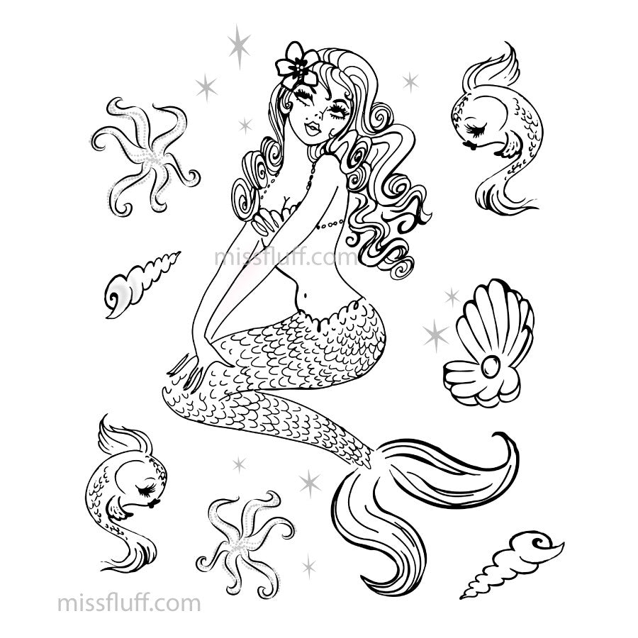 Miss Fluff's Magical Mermaids Coloring Book