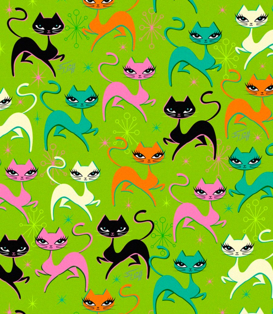 Prancing Kittens on Lime • Art Print