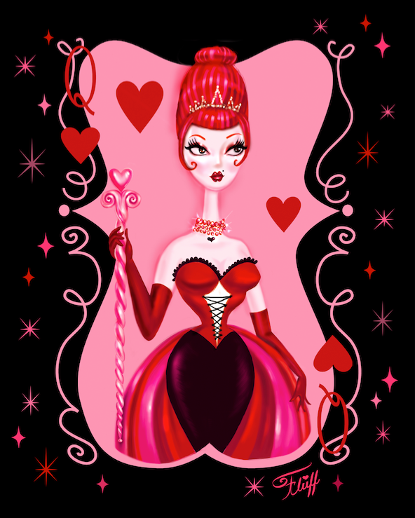 Queen of Hearts on Black • Art Print