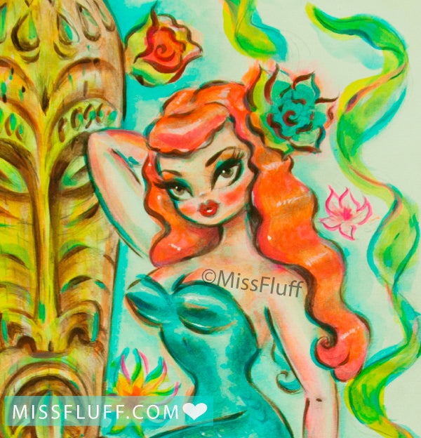 Redhead Tiki Mermaid • Art Print