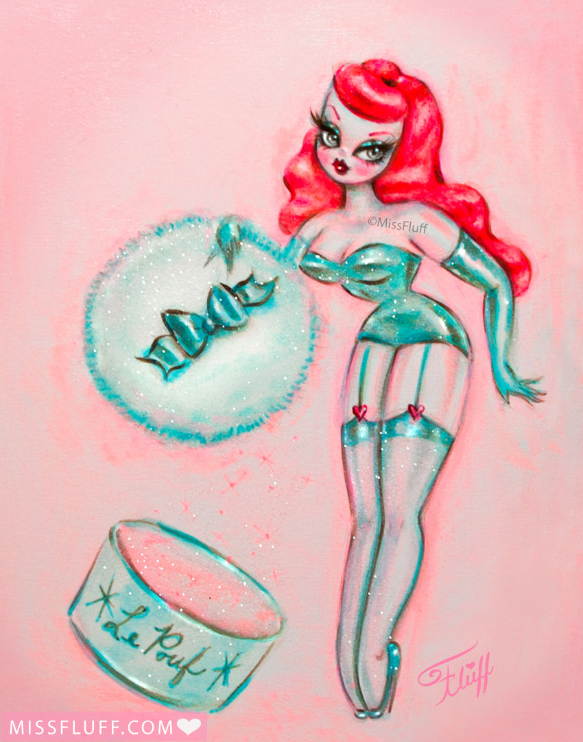 Redhead Mint Powder Puff Girl • Art Print