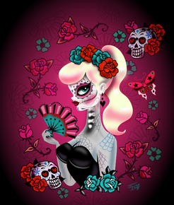 Blonde Sugar Skull Pinup Girl• Art Print – Miss Fluff's Boutique