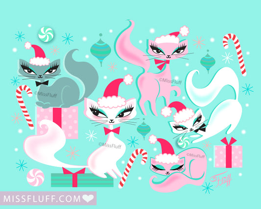 Swanky Kittens Christmas • Art Print