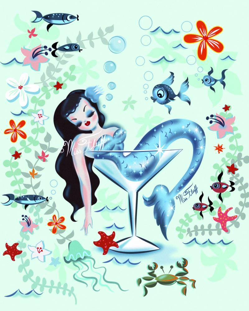 Tipsy Martini Mermaid • Art Print