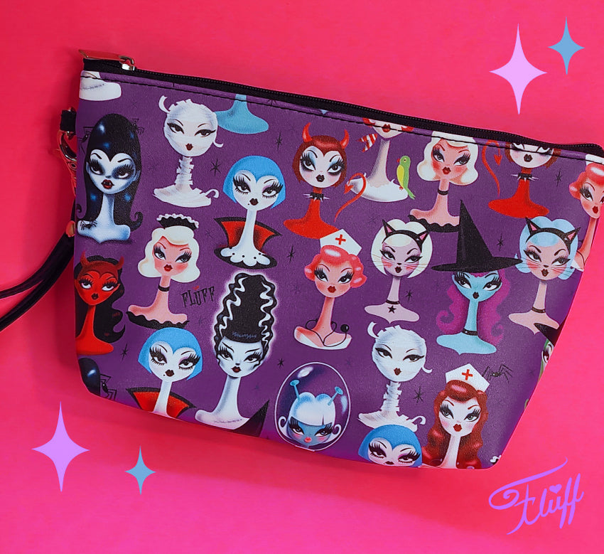 Spooky Dolls Purple • Cosmetic Bag