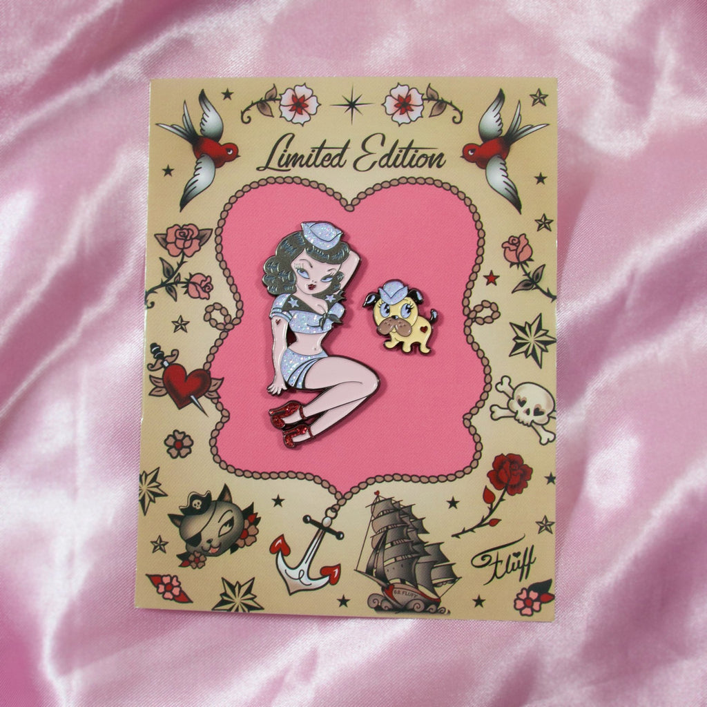 Suzy Sailor And Monty Enamel Pin Set • Limited Edition Miss Fluffs Boutique