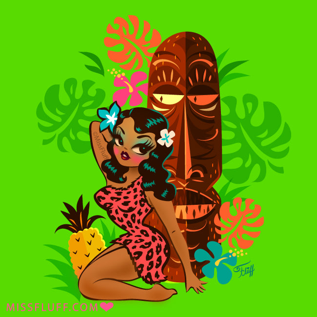 Tiki Temptress in Pink Leopard Print • Art Print