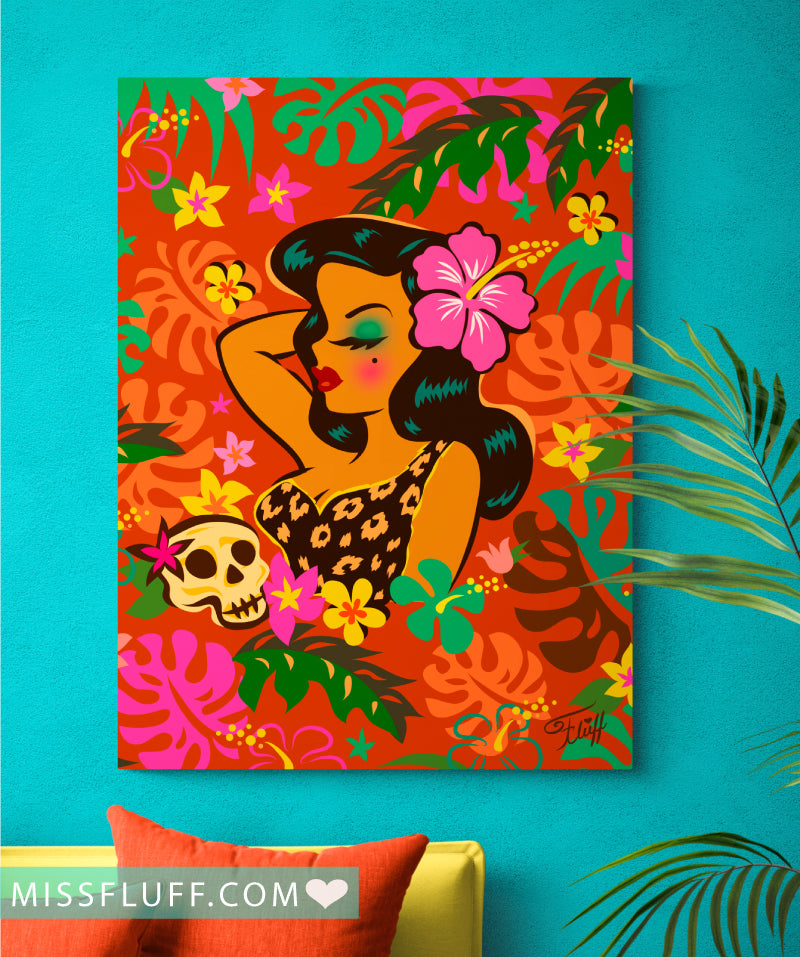 Tiki Temptress - Tropical Doll • Canvas Gallery Wrap