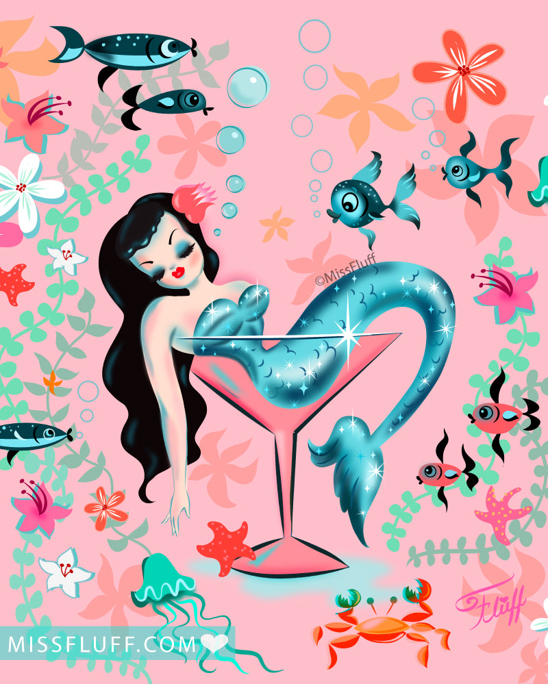 Tipsy Mermaid Peachy Pink • Art Print