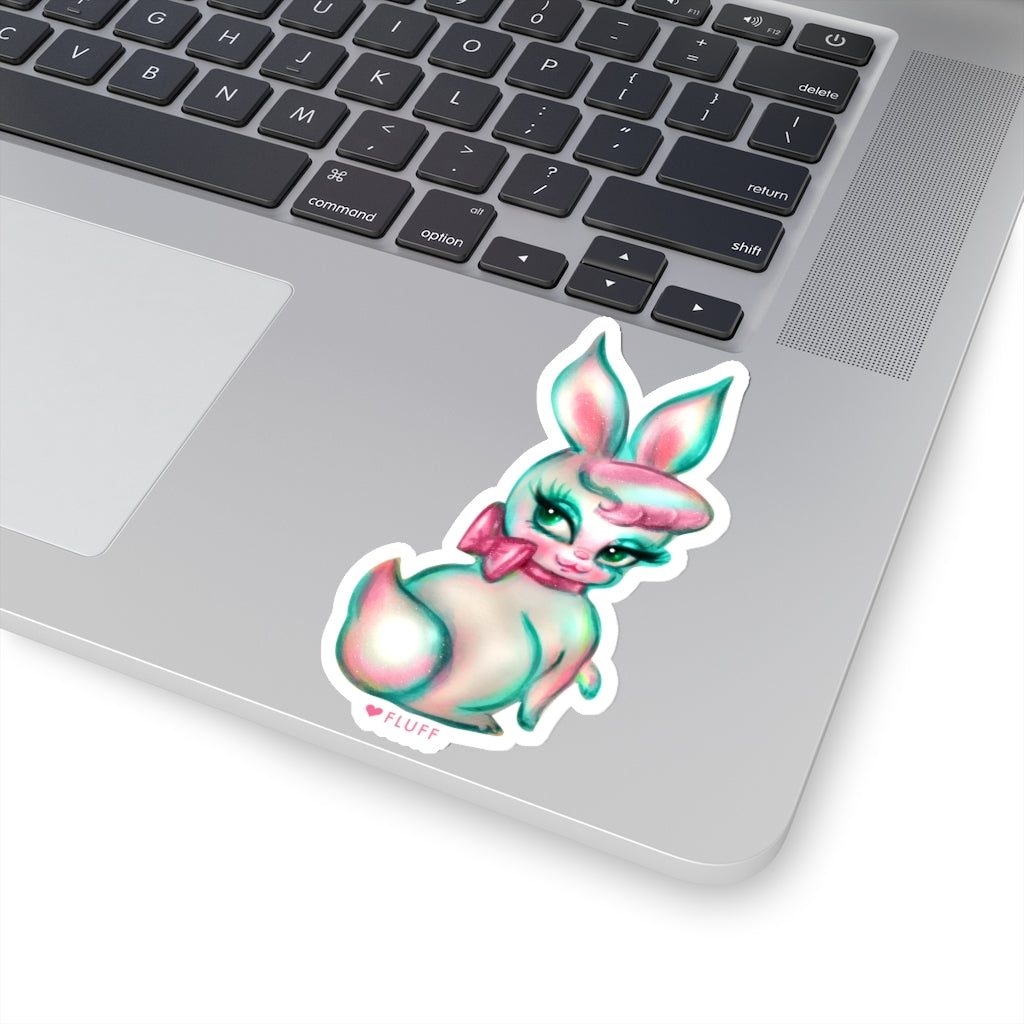 Bashful Bunny with Pink Bow • Kiss-Cut Sticker