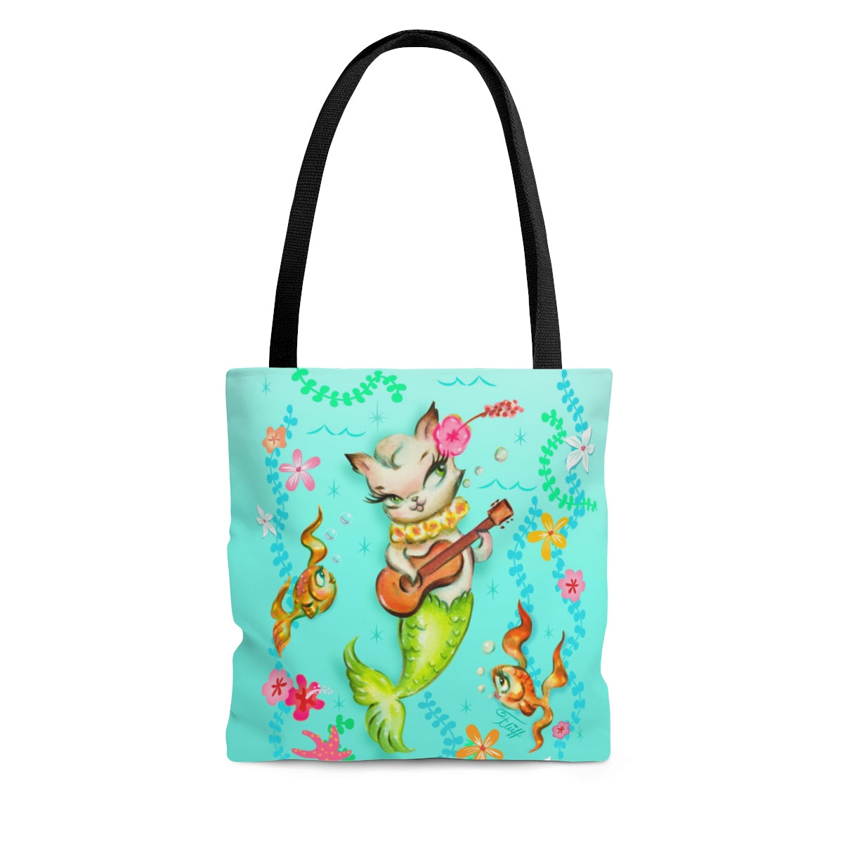 Mermaid Cat with Ukulele • Tote Bag