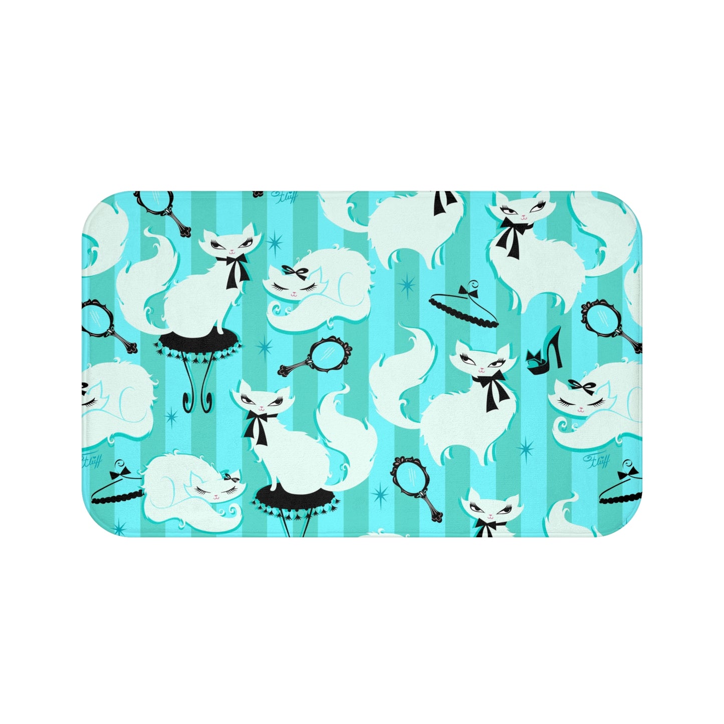 Boudoir Kitties Mint • Bath Mat