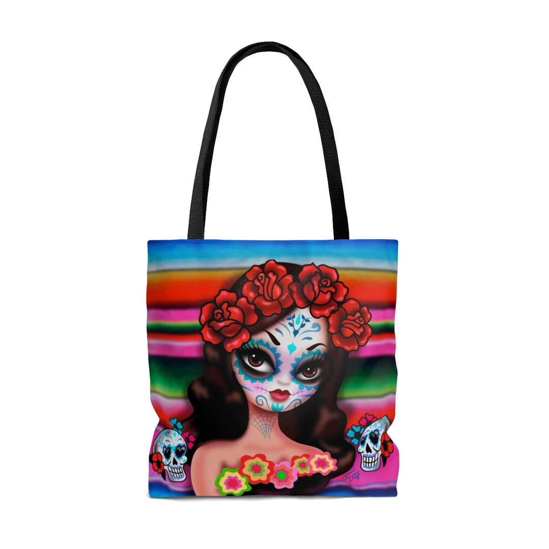 Day of the Dead Girl with Roses • Tote Bag