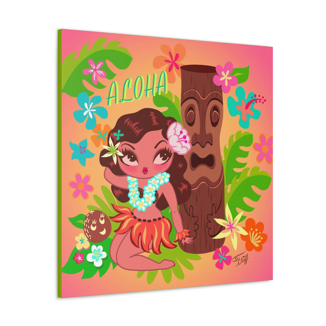 Hula Cutie with Tiki • Canvas Gallery Wrap