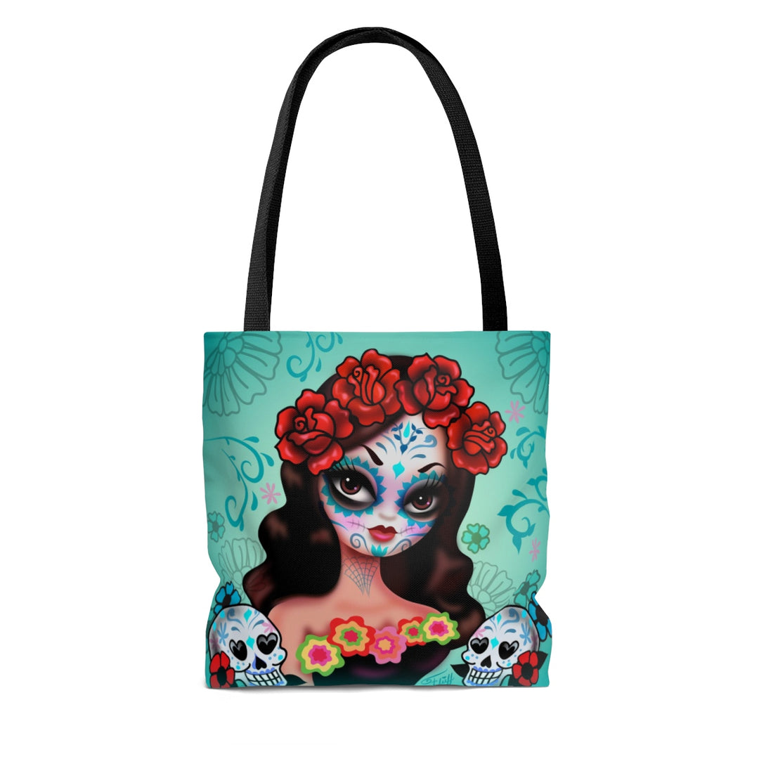 Day of the Dead Girl with Roses • Tote Bag