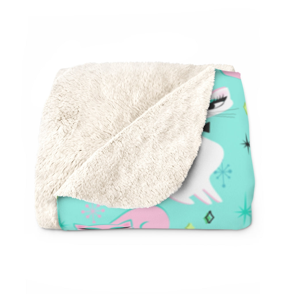 Swanky Kittens on Mint • Sherpa Fleece Blanket