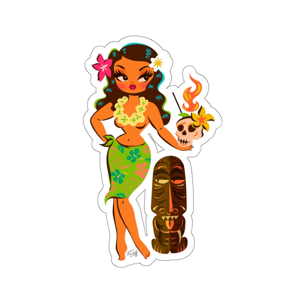 Tiki Temptress • With Skull Mug Cocktail 2 • Kiss-Cut Sticker