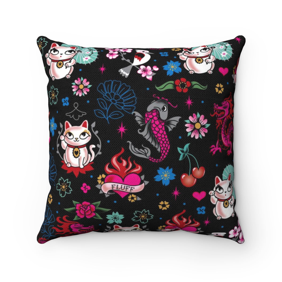 Lucky Kitty • Square Pillow