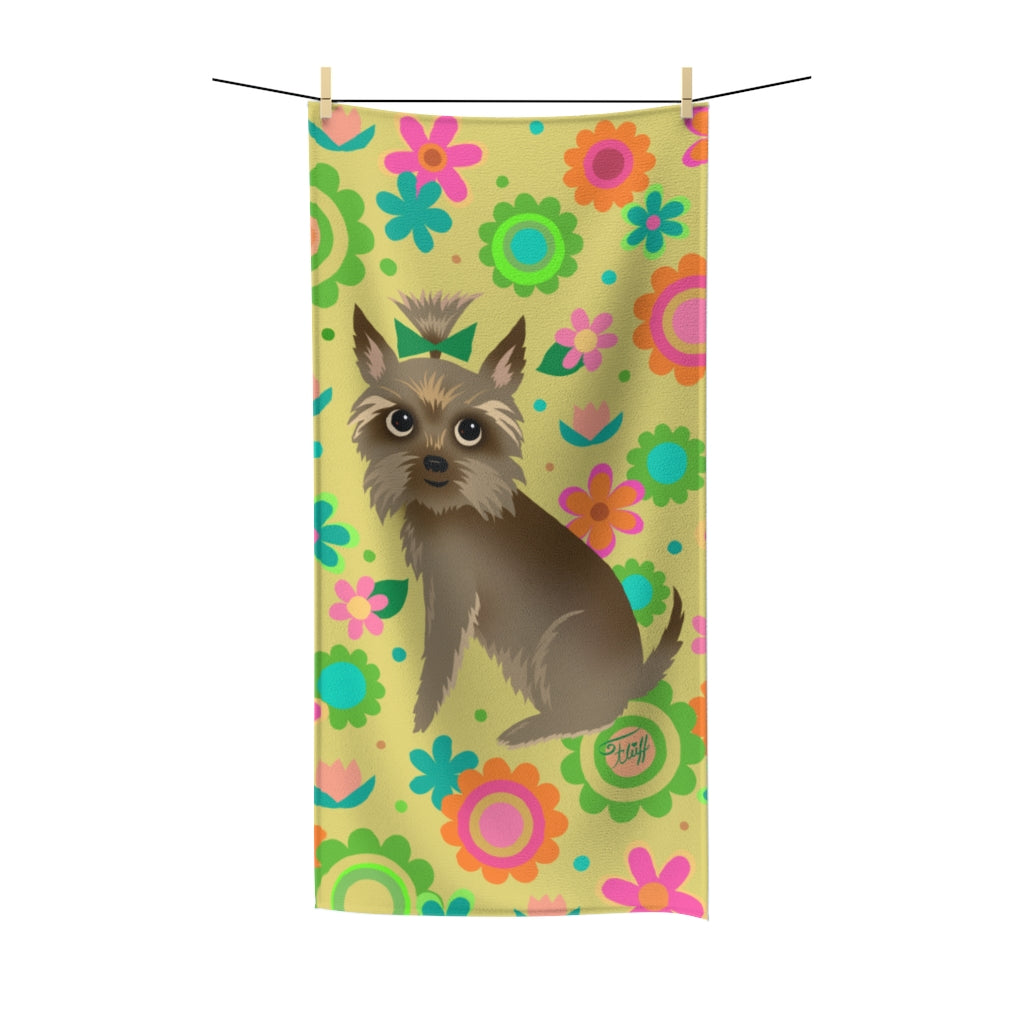 Yorkie with Mod Flowers • Towel