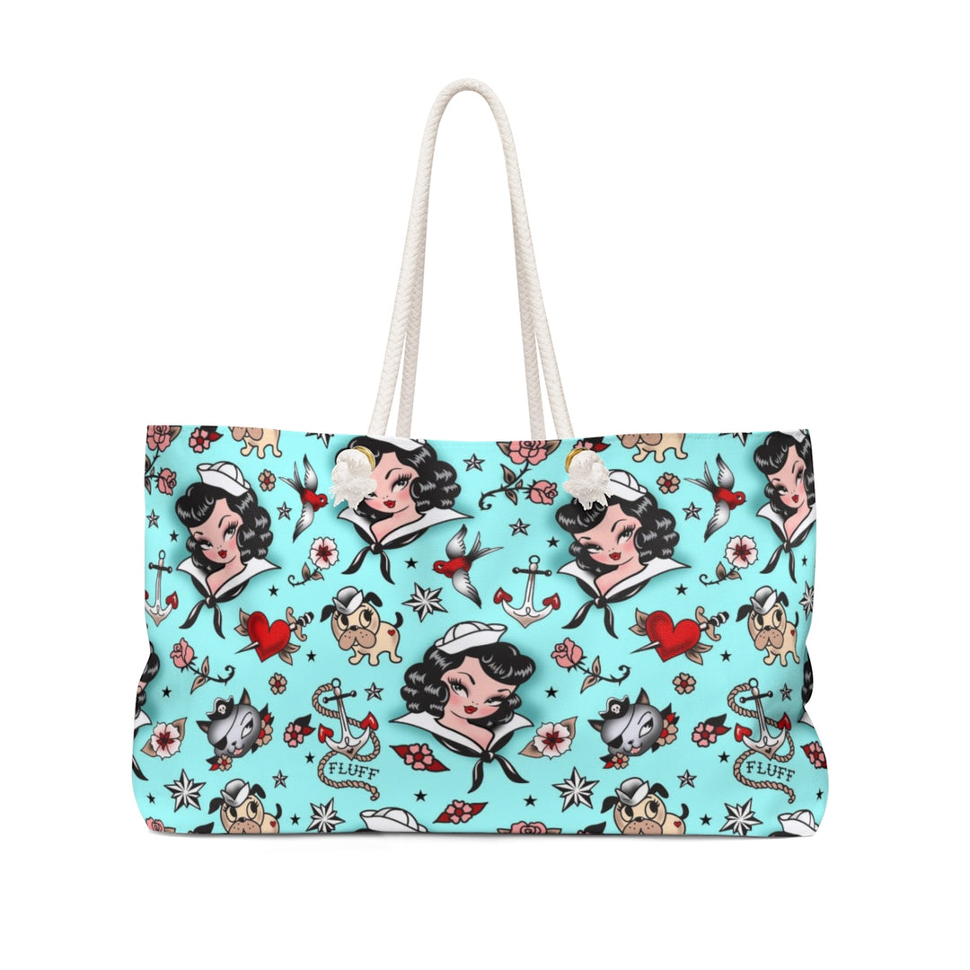 Suzy Sailor Girl on Light Blue  • Weekender Bag