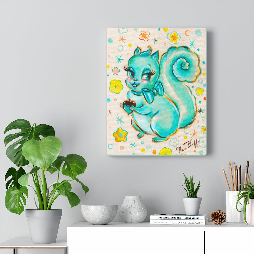 Cute Teal Squirrel • Canvas Gallery Wrap
