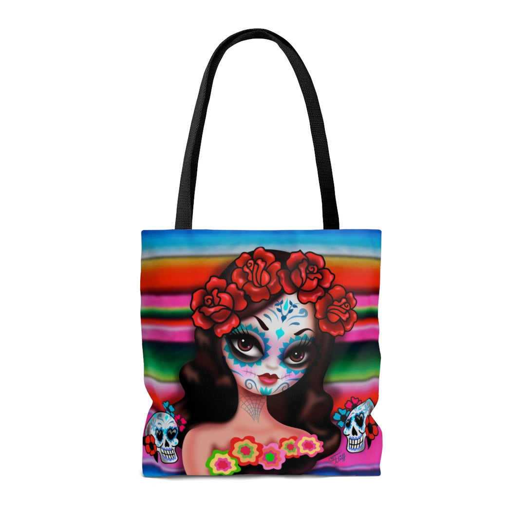 Day of the Dead Girl with Roses • Tote Bag