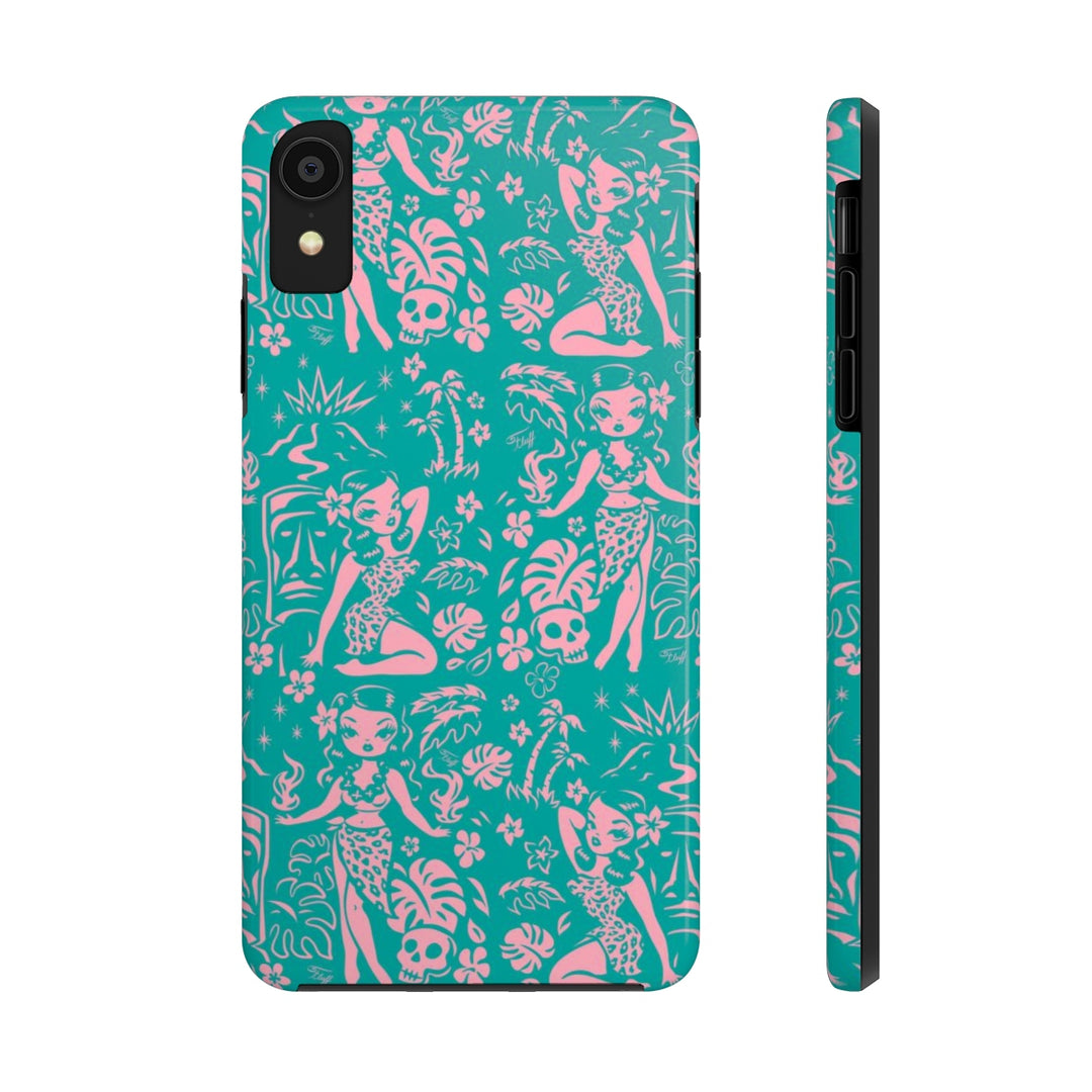 Tiki Temptress - Aqua and Pink • Phone Case