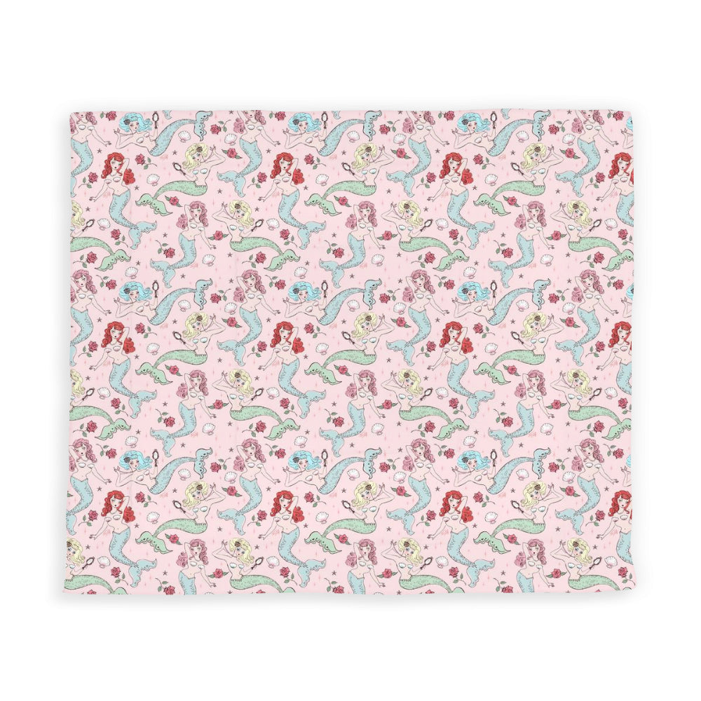 Mermaids and Roses on Pink • Comforter