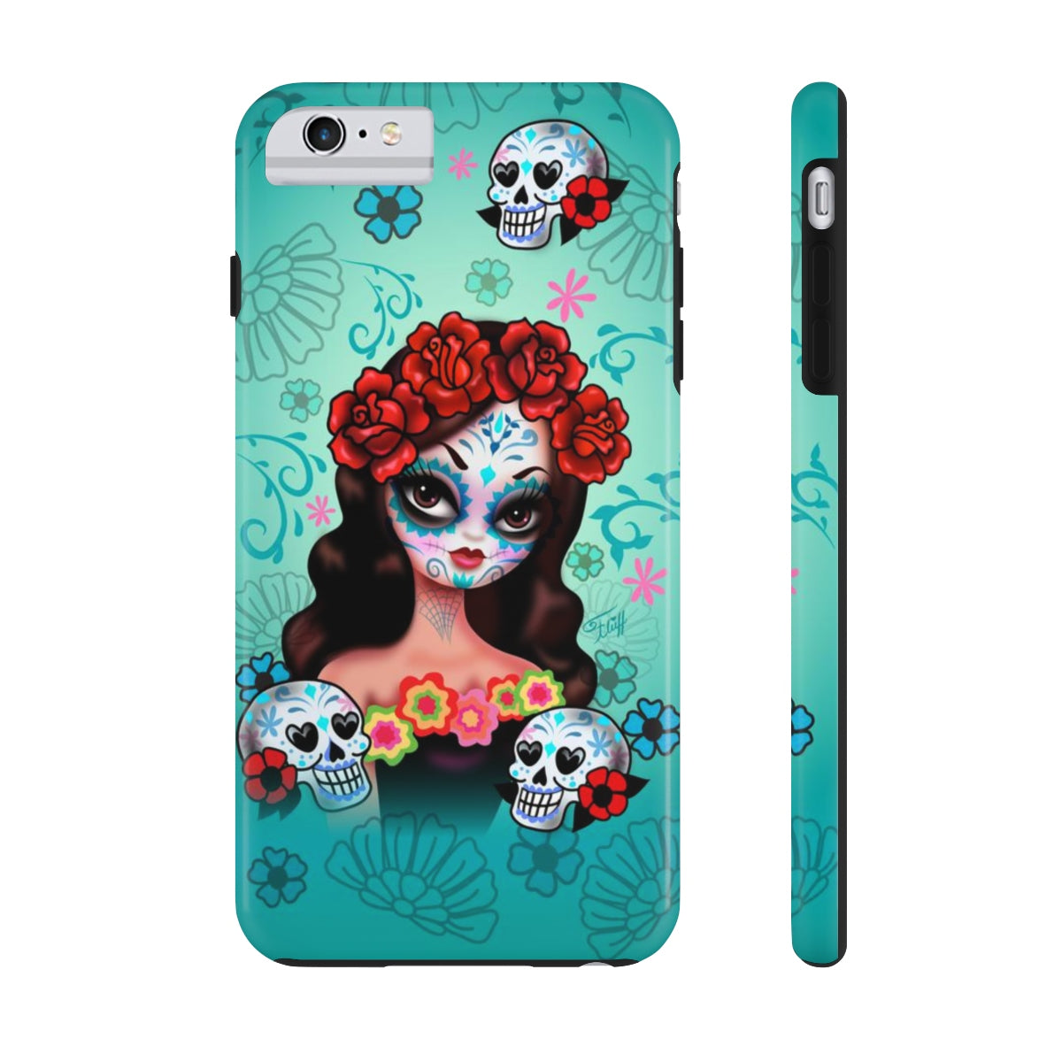 Sugar Skull Girl with Roses • Phone Case