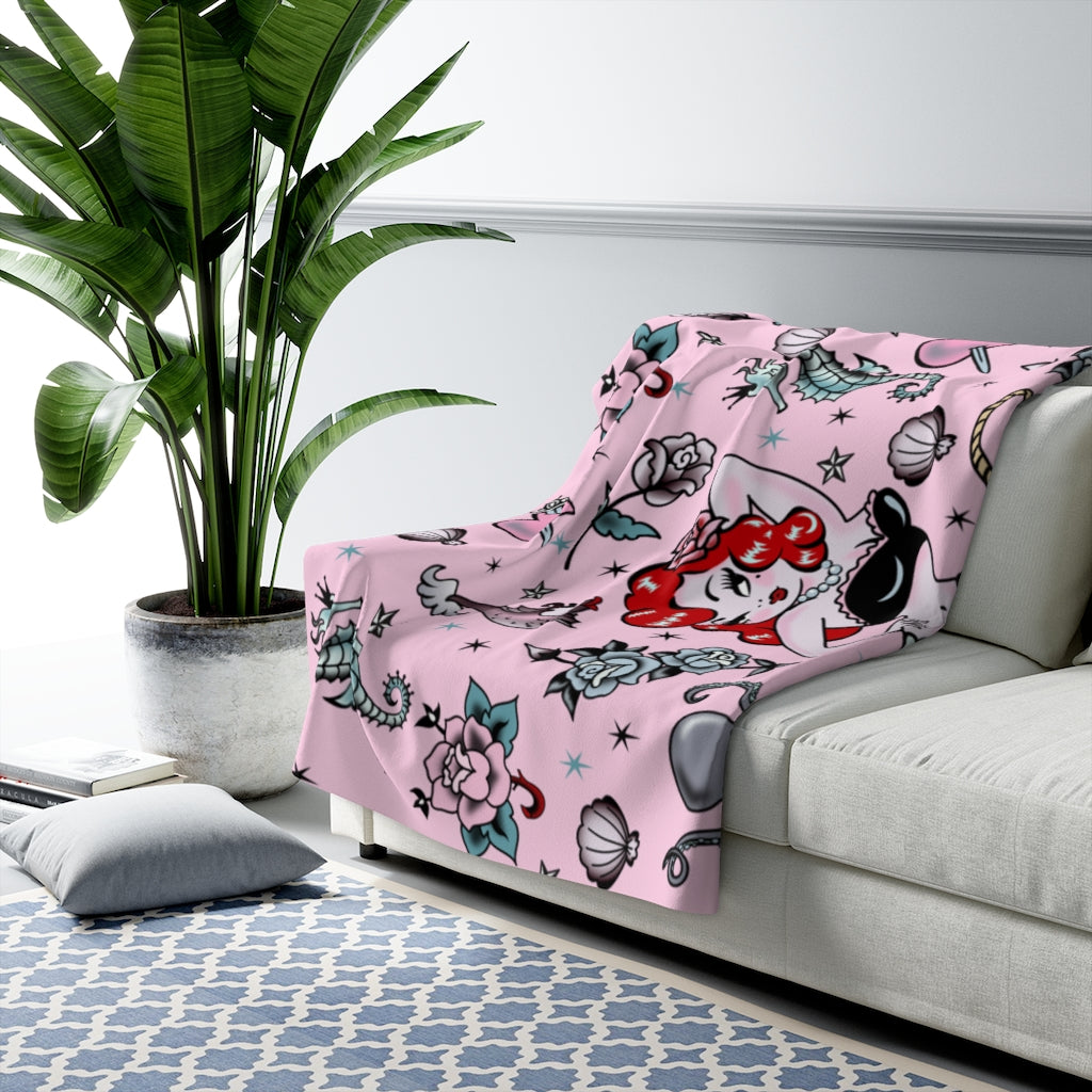 Molly Mermaid on Pink • Sherpa Fleece Blanket