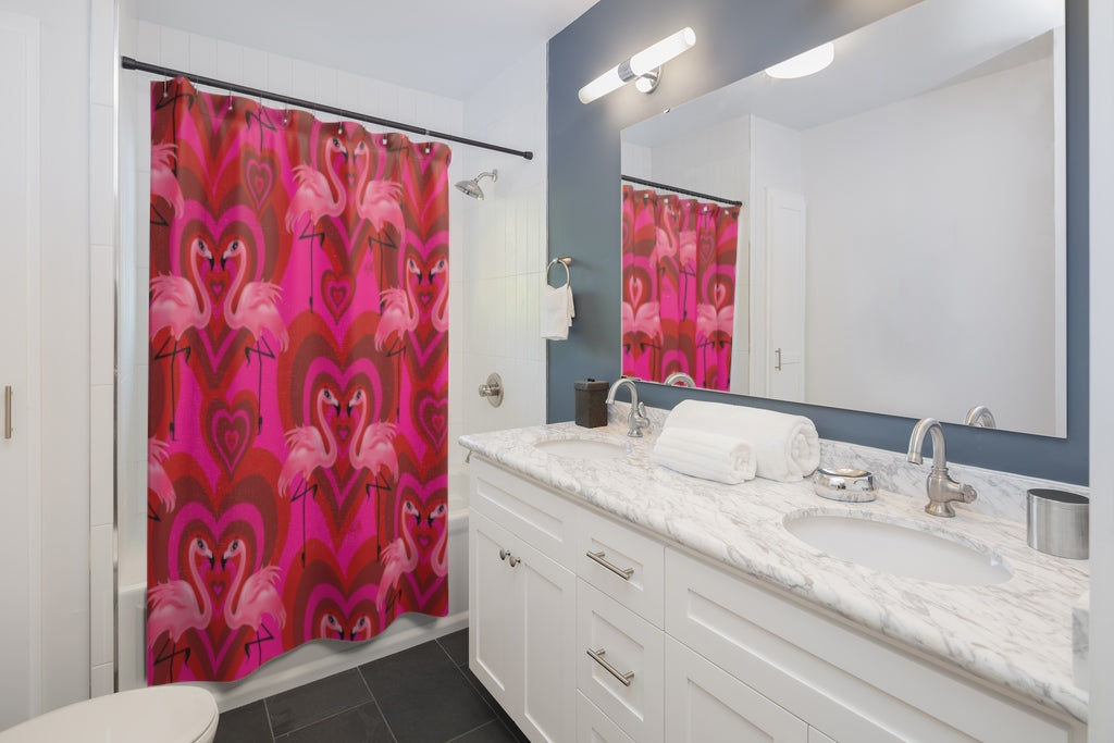 Flamingo Love Pattern • Shower Curtain