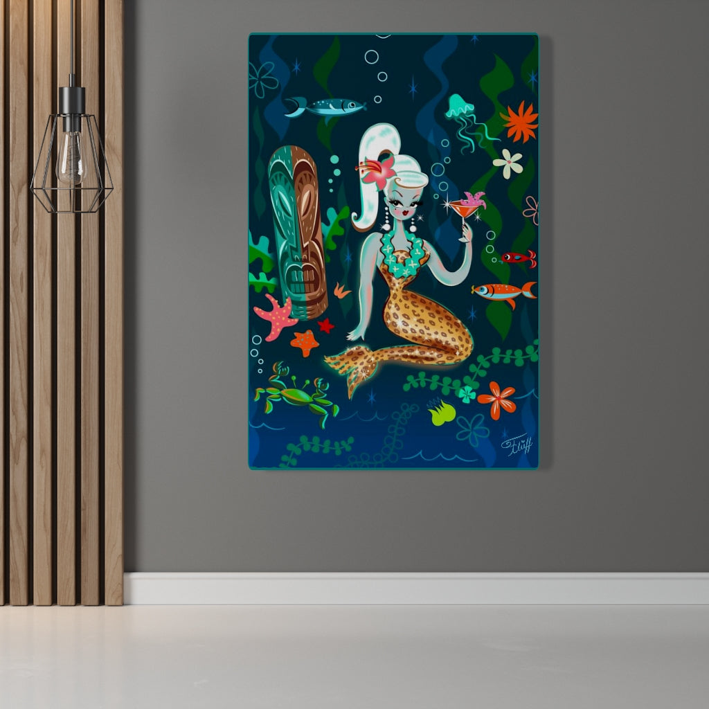 Blonde Leopard Martini Mermaid • Canvas Gallery Wrap