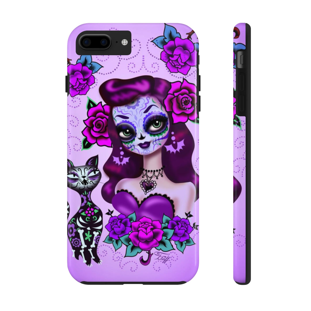 Purple Sugar Skull Girl • Phone Case