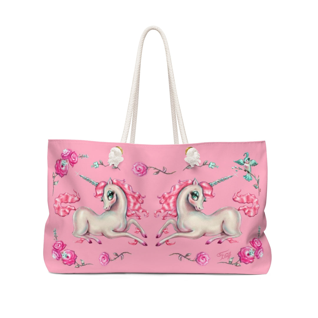 Unicorns and Roses on Pink  • Weekender Bag