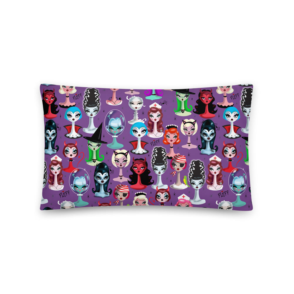 Spooky Dolls Purple • Throw Pillow