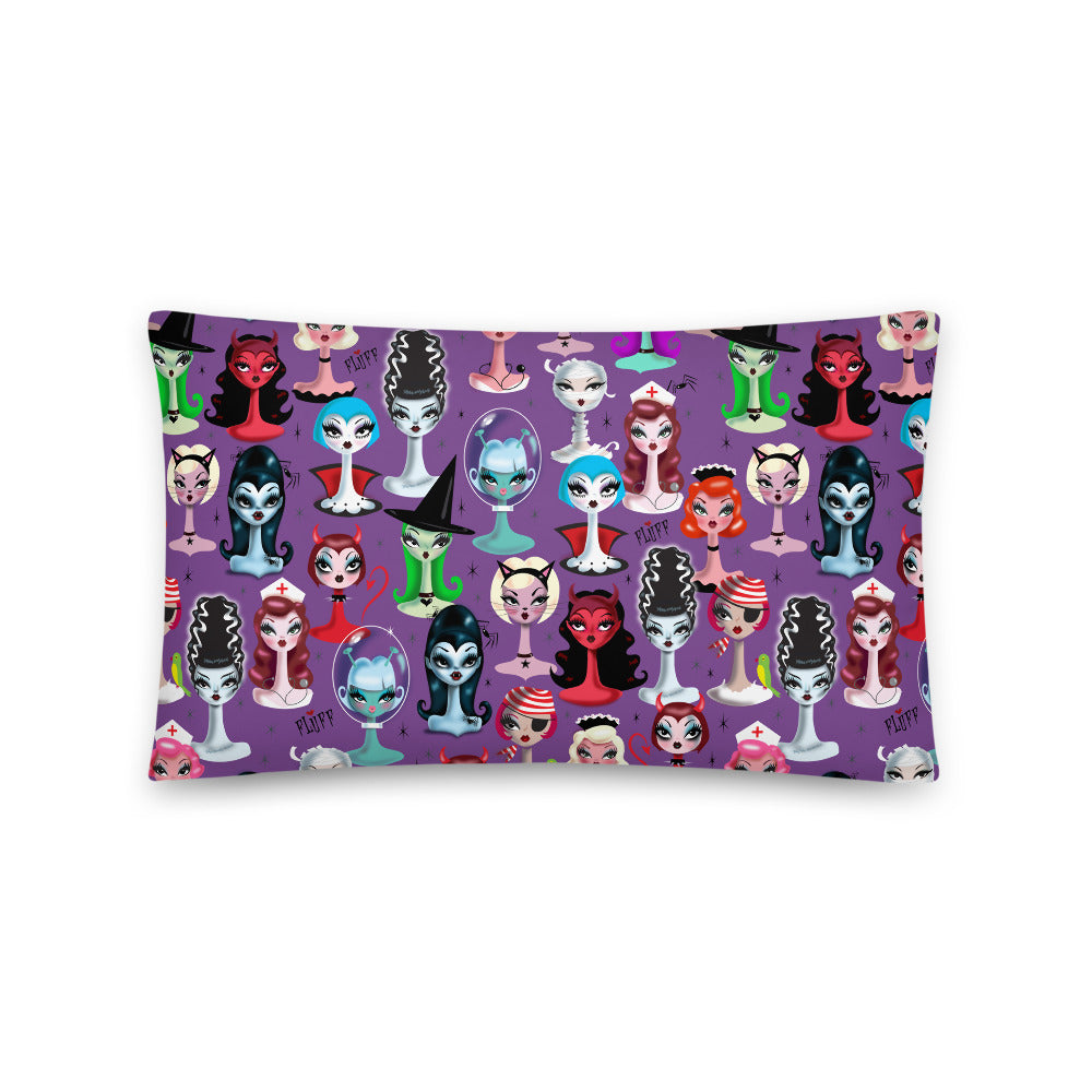 Spooky Dolls Purple • Throw Pillow