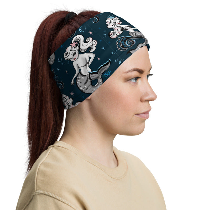 Pearla on Deep Blue • Neck Gaiter Face Mask