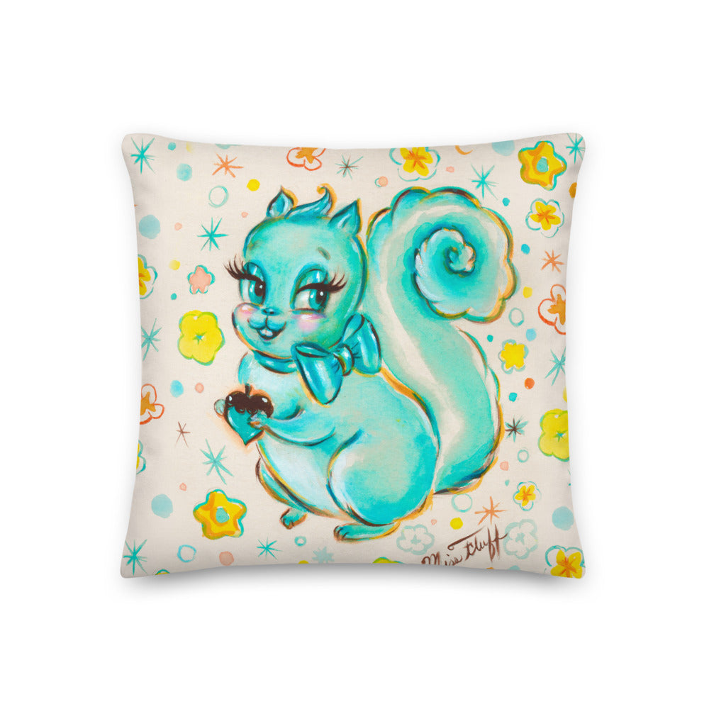 Cute Teal Squirrel • Throw Pillow