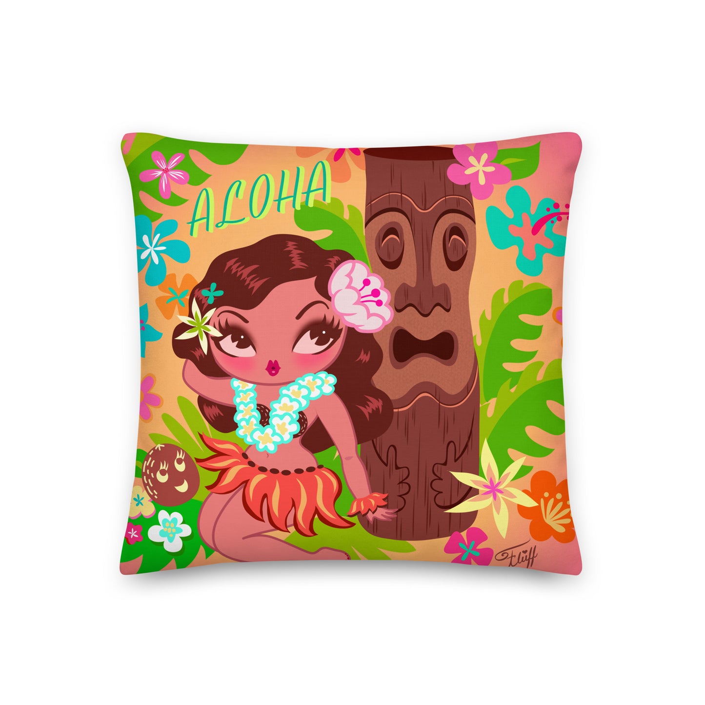 Hula Cutie with Tiki • Decor Pillow