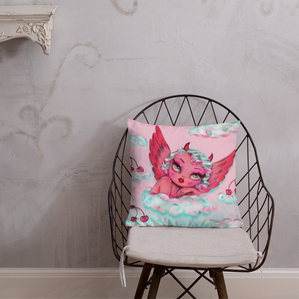 Angel and Devil Cherub • Throw Pillow