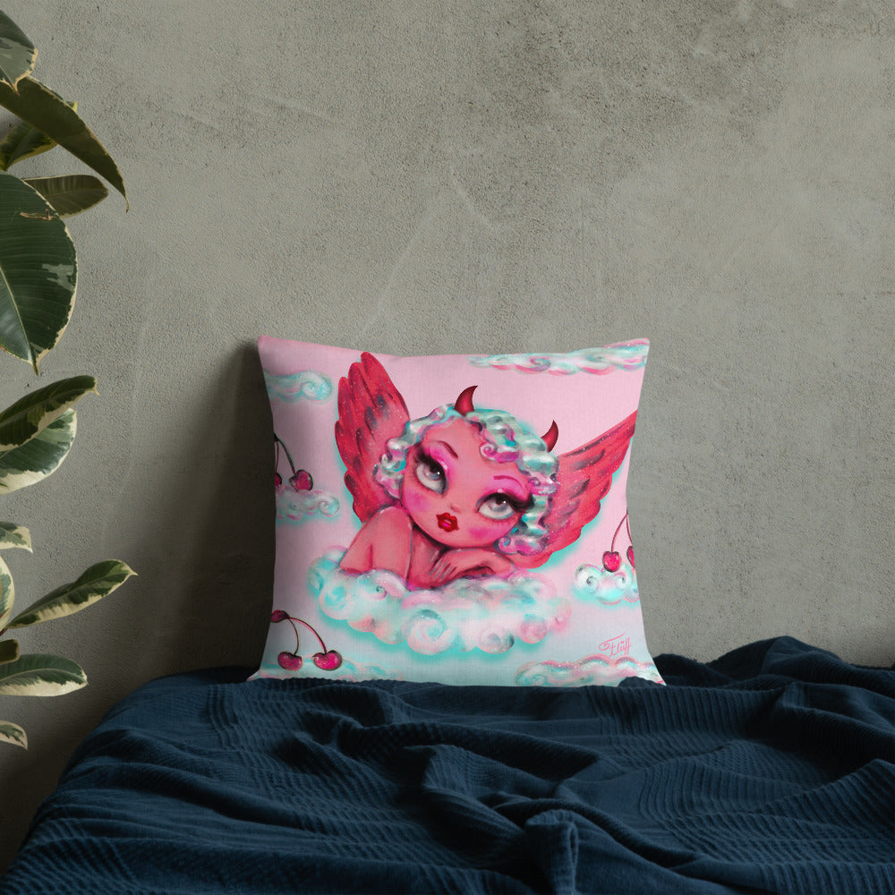 Angel and Devil Cherub • Throw Pillow