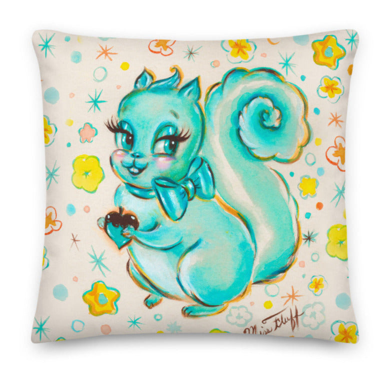Cute Teal Squirrel • Throw Pillow