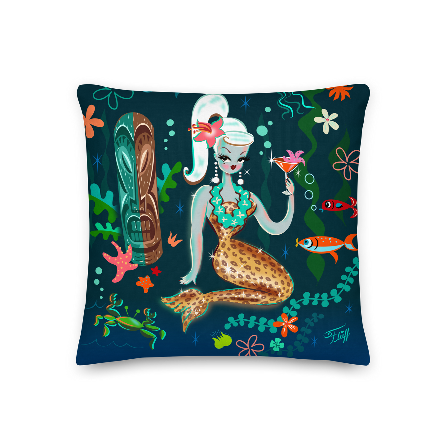 Blonde Leopard Martini Mermaid • Decor Pillow