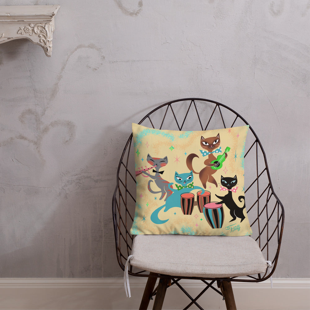 Mambo Kitties Band • Throw Pillow