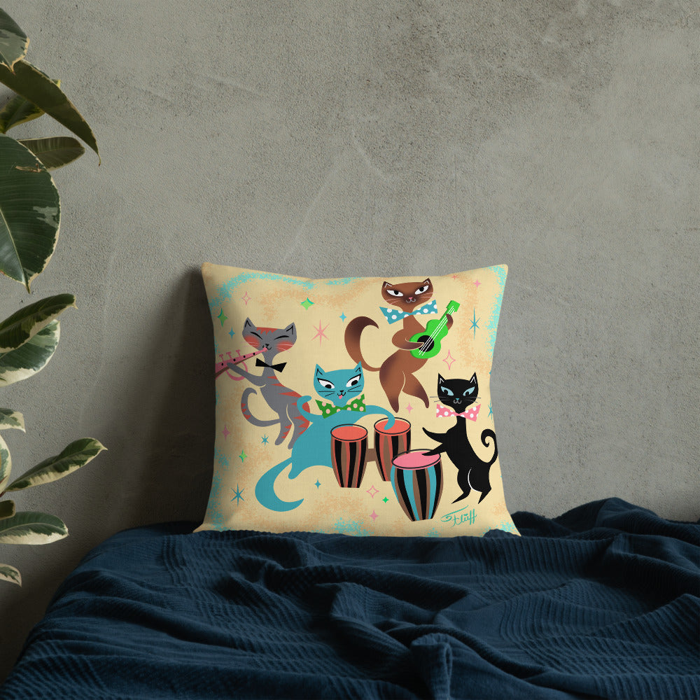 Mambo Kitties Band • Throw Pillow