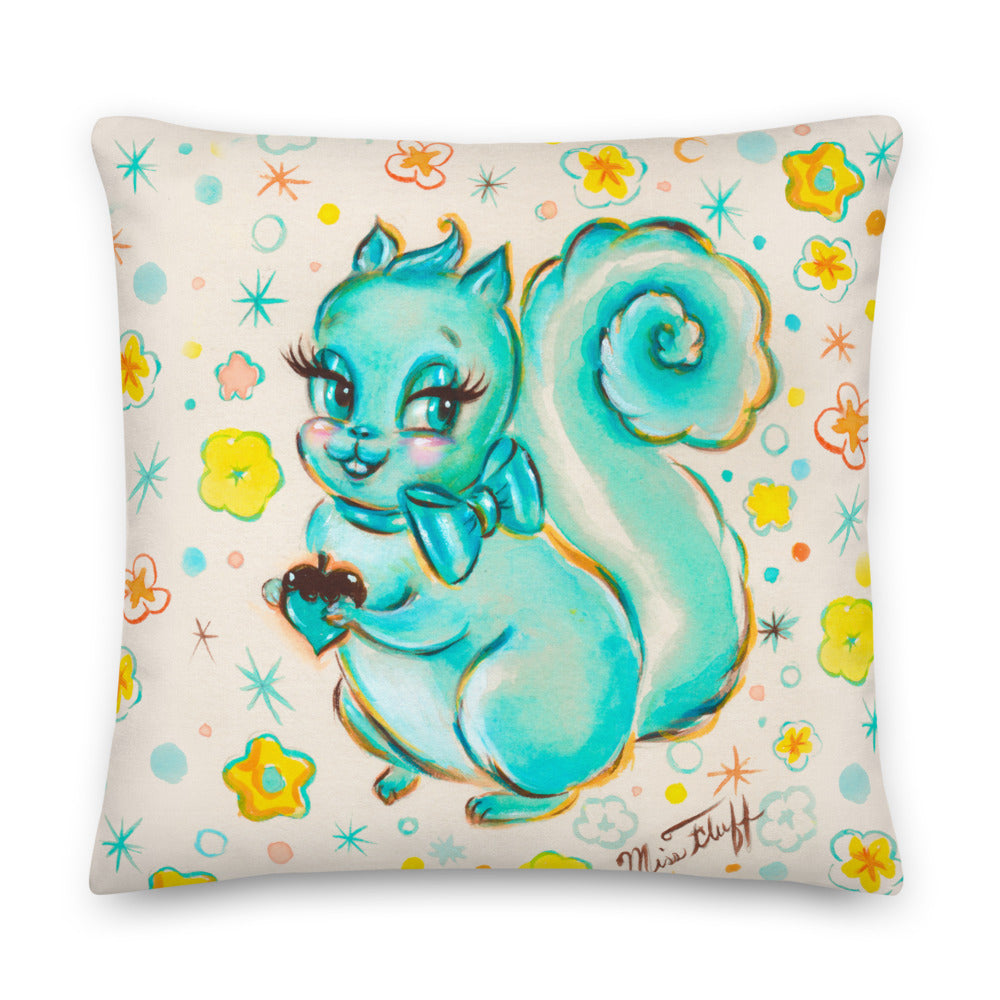 Cute Teal Squirrel • Throw Pillow